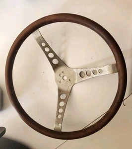 Vtg. 15" Wood Walnut Racing Classic Auto Steering Wheel Free Shp - Picture 1 of 9