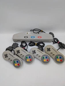 Nintendo Super Famicom Multitap and 4 Controllers Authentic Japanese Tested - Picture 1 of 7