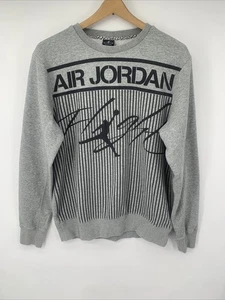 VINTAGE AIR JORDAN Nike FLIGHT Striped JUMPMAN Sweatshirt Herren M Grau - Bild 1 von 9