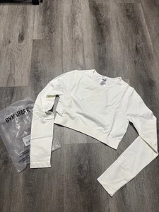 Top corto Gymshark para mujer todos los días sin costuras manga larga blanco talla mediana NUEVO - Imagen 1 de 5