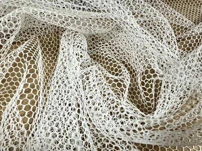 Fishnet Mesh Net Fabric, Per Metre - Hexagonal - White - Image 1 of 4