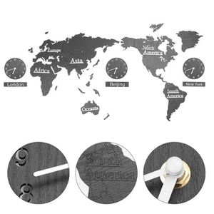 World Map Clock Office Child Decorative for Living Room Large Wall - Picture 1 of 12