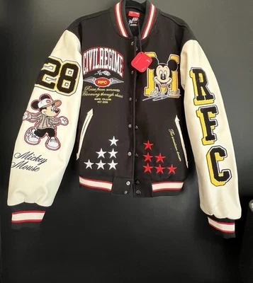 Large - Civil Regime 2025 Mickey Mouse Varsity Jacket in Dark Navy - Image 1 of 4