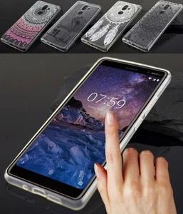 Nokia 8 Sirocco Sac Silicone Étui Coque de Protection Tattoo Design Étui Bumper - Photo 1/11