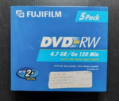 FujiFilm DVD-RW 2x 120 Min 4.7 GB 5 Pack Discs SEALED - Image 1 of 4