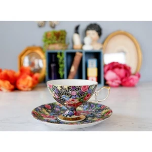 Platillo de taza de té Shafford floral chintz años 50 de colección casa de campo inglesa caprichoso - Imagen 1 de 17
