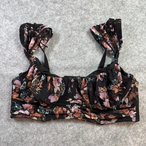 Sujetador Longline Manga Casquillo Cordón Malla Curva Torrid - Floral Negro Talla 0 - 36D - Imagen 1 de 9