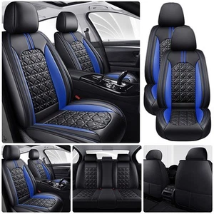 Leather Car Seat Covers Full Set 5-Seats Front&Rear Protector Cushion For Nissan - Picture 1 of 23