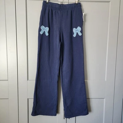 New Nordstrom Beverly and Beck Straight Leg Pants Blue Bow Sweatpants Small S - Image 1 of 4