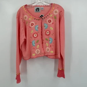 Storybook Knits Womens Cardigan Sz S Embroidered Cottagecore Bloomcore Whimsical - Picture 1 of 8