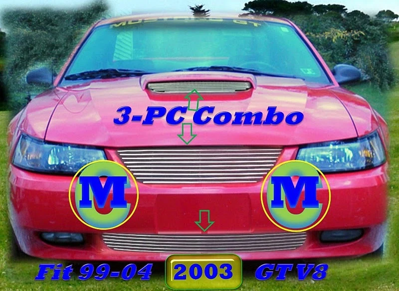 99-03 02 04 2000 2001 2002 2003 Ford Mustang V8 GT Billet Grille Comb  - Image 1 of 1