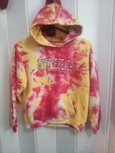 Myrtle Beach South Carolina Pink & Yellow Tie-Dye Sweatshirt Girl Sz YOUTH XL - Picture 1 of 8