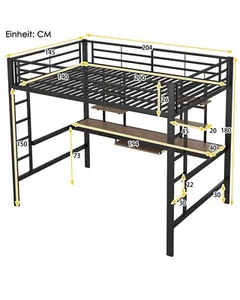 Hochbett mit Schreibtisch und Regal 140x200 - Bild 1 von 1