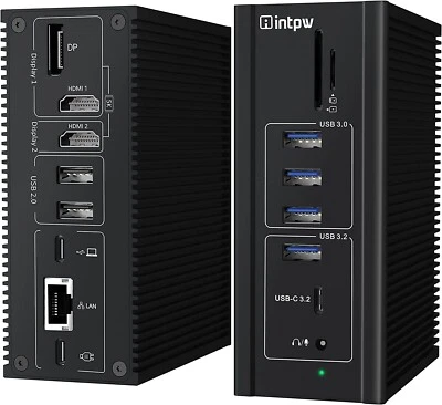 USB-C 3.2 Laptop Docking Station - INTPW 16-in-1 PD Power Dual HDMI DP 4K 60Hz - Image 1 of 4