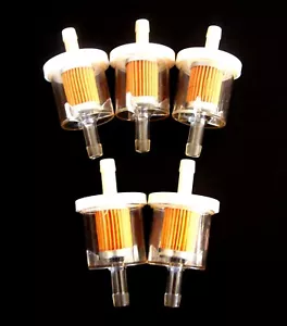 5 GOLIATH INDUSTRIAL 1/4" UNIVERSAL IN LINE FUEL GAS FILTERS LAWN MOWER FF14M - Picture 1 of 2