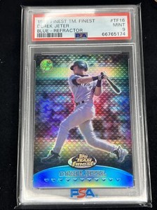 1999 DEREK JETER SN 030/150 FINEST TEAM BLUE REFRACTOR #9 PSA 9 MINT