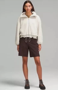 LULULEMON Textured Fleece Cinchable Full Zip Waist Length I BONE - Picture 1 of 8