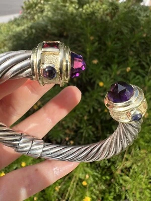 Brazalete David Yurman Plata/14K Renacimiento Amatistas, Granate, Iolita. 10mm Foto 1 de 4