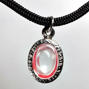 Naga Eye Leklai Lucky Stone Pendant Wealth Protect Clear Oval Thai Amulet #16511 - Picture 1 of 9