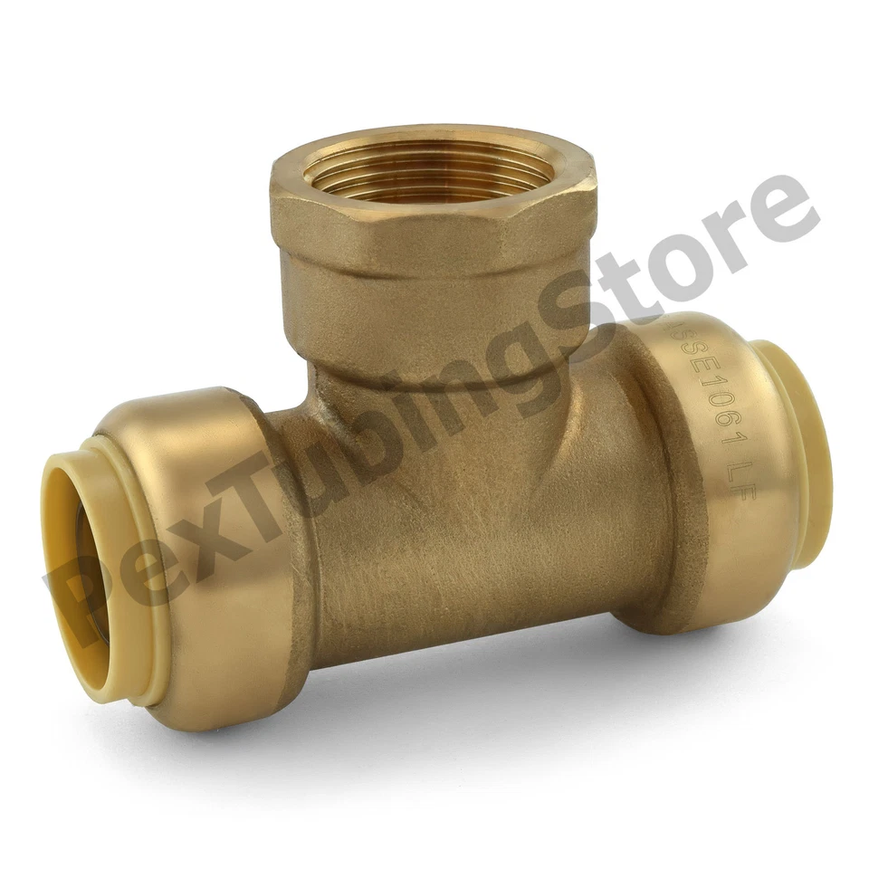 (10) 3/4" Sharkbite Style Push-Fit x 3/4" FNPT (Female Threaded) LF Brass Tees - Image 1 of 1