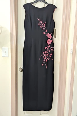 Vestido Vaina Forrado Maggy London - Negro Elegante Floral Sin Mangas - Talla 8 Nuevo con Etiquetas Foto 1 de 4