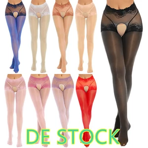 DE Sexy Damen Spitze Strumpfhose mit Offenem Schritt Strümpfe Tight Hose - Bild 1 von 93
