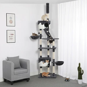 Floor to Ceiling Cat Tree Tall Cat Tower with Climbing Scratching Posts 255cm  - Picture 1 of 32