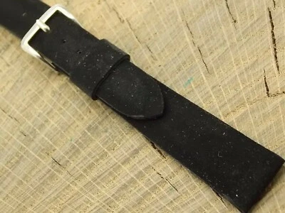 Nuevo de Lote Antiguo Sin Usar JB Champion Negro Corfam con Hebilla Tono Plateado Correa de Reloj 16mm Foto 1 de 4