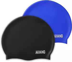 2 Pack Kids Swim Cap for Age 4-12, Durable Silicone Swimming Cap for Boys Girls - Picture 1 of 12