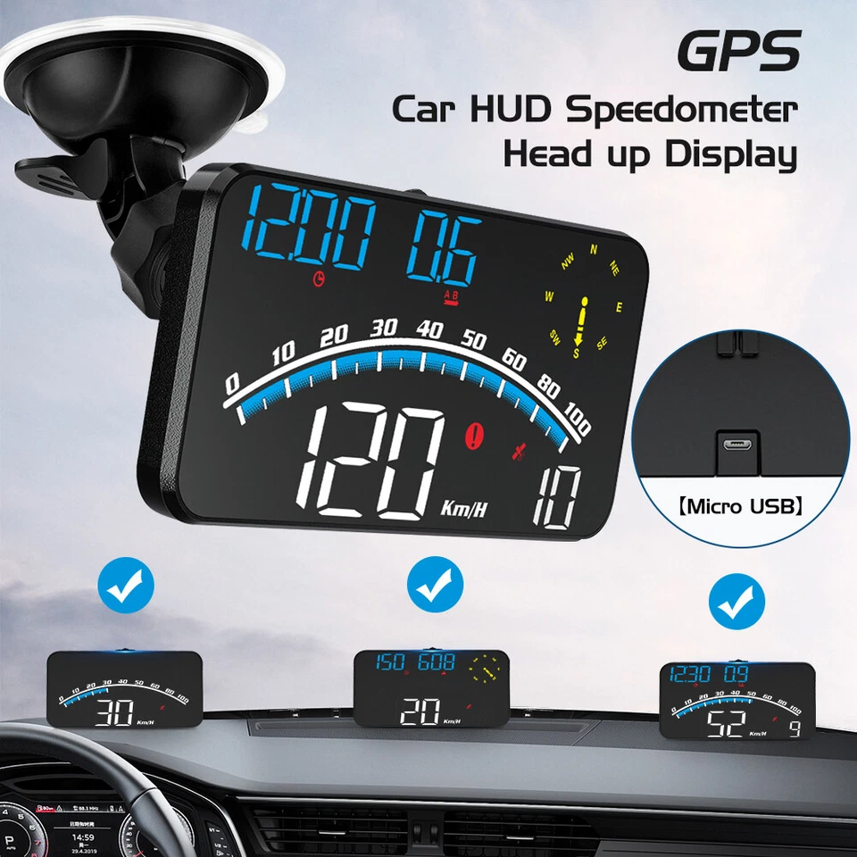 Digital GPS Speedometer Universal Car HUD Head Up Display MPH Overspeed Alarm AU - image 1 of 4