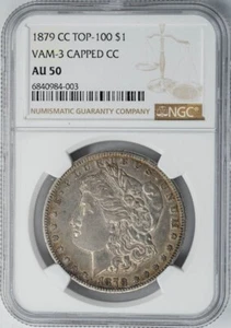 1879-CC Morgan Silver Dollar $ Vam-3 Capped CC Top 100 AU50 NGC 949624-1 - Picture 1 of 4