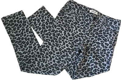 Pantalones de mezclilla elásticos Cherokee para niña estampado de leopardo L gris cintura ajustable Foto 1 de 4