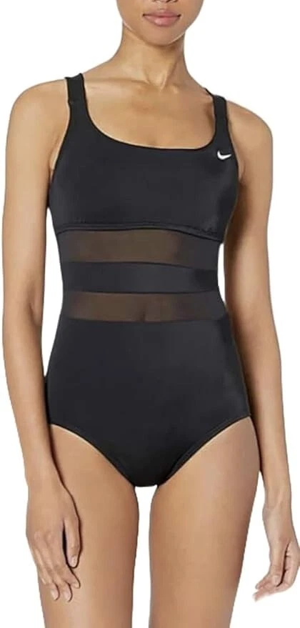 Women’s Large Black Nike Swimsuit With Mesh Racing Triathlon