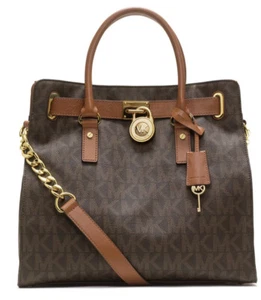 Michael Kors Large Hamilton Handbag PVC Signature Tote/Shoulder Bag-MSRP $348.00 - Picture 1 of 12
