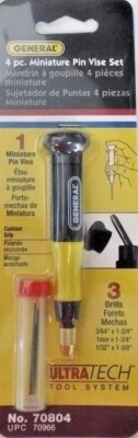 General Tools 70804 4 Piece Miniature Pin Vise Set