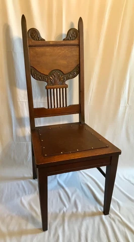 Carved  Oak Arts & Crafts Art Nouveau Side Chair ca 1890-1910 Cover