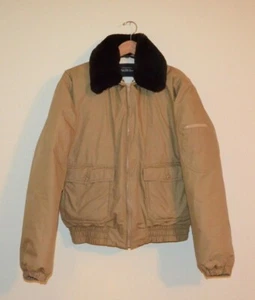 Vtg SAKS FIFTH AVENUE Brown Aviator Bomber Military DOWN Jacket Men's M Medium - Picture 1 of 10