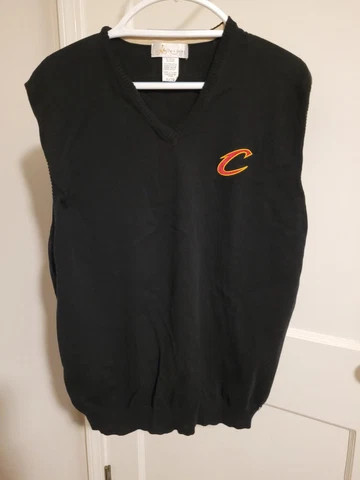 Cleveland Cavaliers Logo Sweater Vest Men's XL Black Ring Spun Cotton Blend Cavs Cover