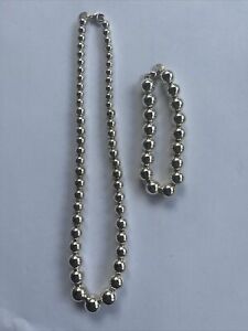 Tiffany & Co Sterling Silver Beaded Bracelet & BROKEN Necklace Set