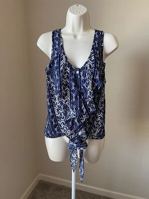 Blusa Charlotte Russe feminina listrada azul e branca sem mangas com botões tamanho G - Imagem 1 de 4