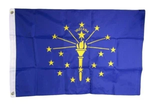 2x3 Embroidered State of Indiana IN 210D Sewn Nylon Flag 2'x3' DOUBLE SIDED - Picture 1 of 6
