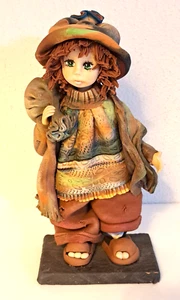Polymer Clay Girl Figurine Sculpture Hobo Tramp Big Eyes 10.5"  Arte Porcelana - Picture 1 of 12