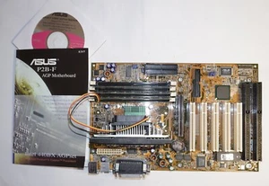 Mainboard Slot1 Asus P2B-F Rev 1.00 CPU Intel Pentium PIII 450 SL35D 384MB RAM - Bild 1 von 7