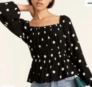 J Crew Damen schwarz Puffärmel drapiert Krepp Top Gr. XXS BB271 neu mit Etikett gepunktet - Bild 1 von 4