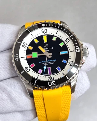 BREITLING SuperOcean Automatic 42mm Yellow Rubber Men's Watch A17375211B2S4 - Image 1 of 4