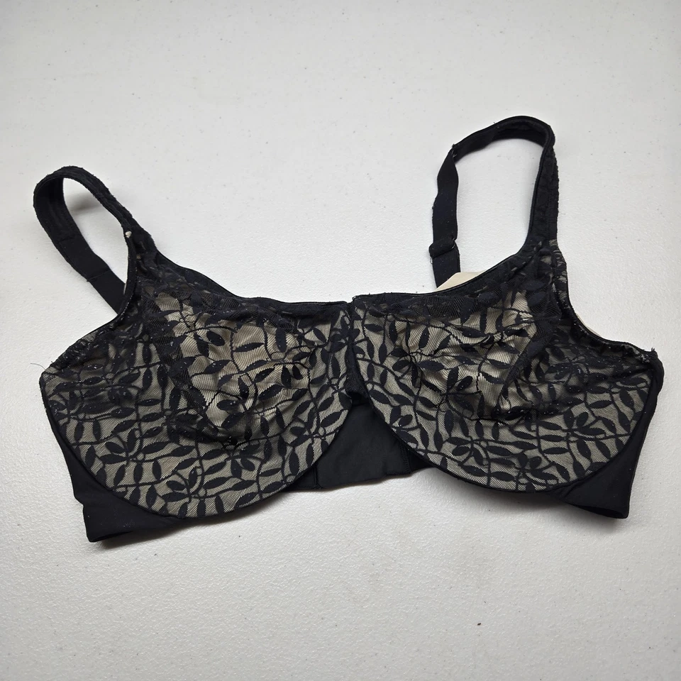 Sujetador Olga para mujer 42DD negro floral minimizador con aros correa de malla de encaje Foto 1 de 4