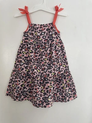Gymboree Kid Girls Leopard Print Polyester Tiered Sleeveless Nightgown Pink XS 4 - Image 1 of 4