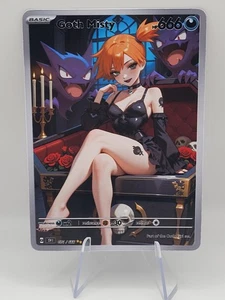 Goth Misty Trainer Waifu Full Art Custom Trading Card Fan Art Goddess ACG - Picture 1 of 1