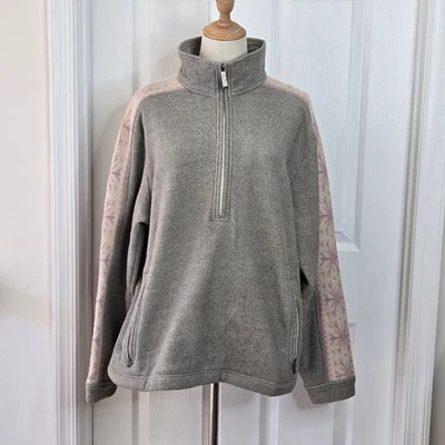 Suéter de Colección Woolrich Para Mujer Gris Rosa Manga Copo de Nieve 1/4 Cremallera Talla XL Foto 1 de 4