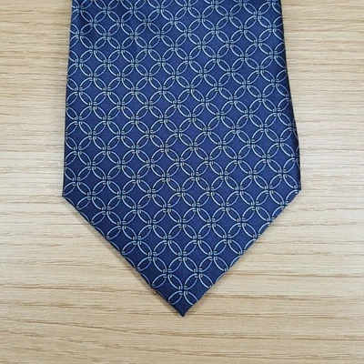 BLOOMINGDALES TIENDA PARA HOMBRES Corbata Cuello Azul Geométrico Círculo Eslabón 100% Seda Foto 1 de 4